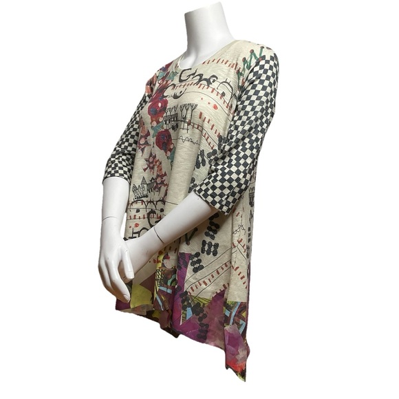 Inoah Wearable Art Checker Aysmeyrical Hem Tunic Womens SZ S Artsy Art Deco Punk - Picture 4 of 13